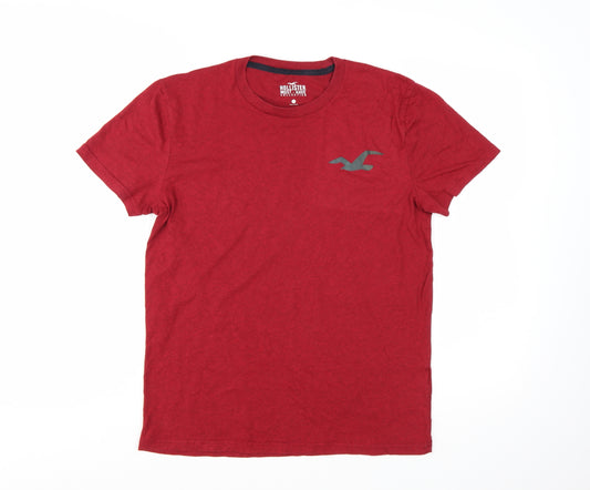 Hollister Men's Red Crew Neck Cotton T-Shirt Size Small