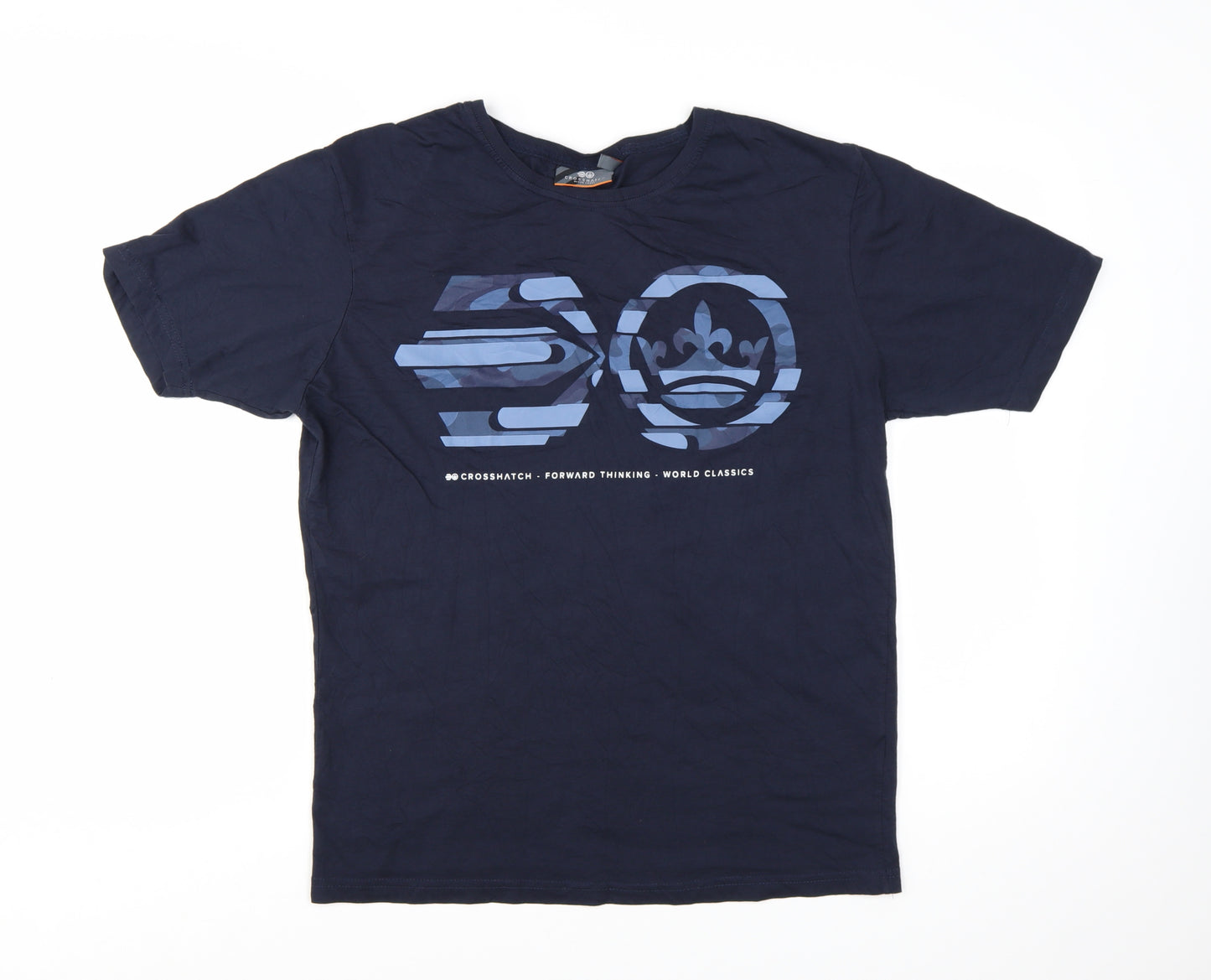 Crosshatch Black Label Men's Navy Blue XL Graphic Cotton T-Shirt