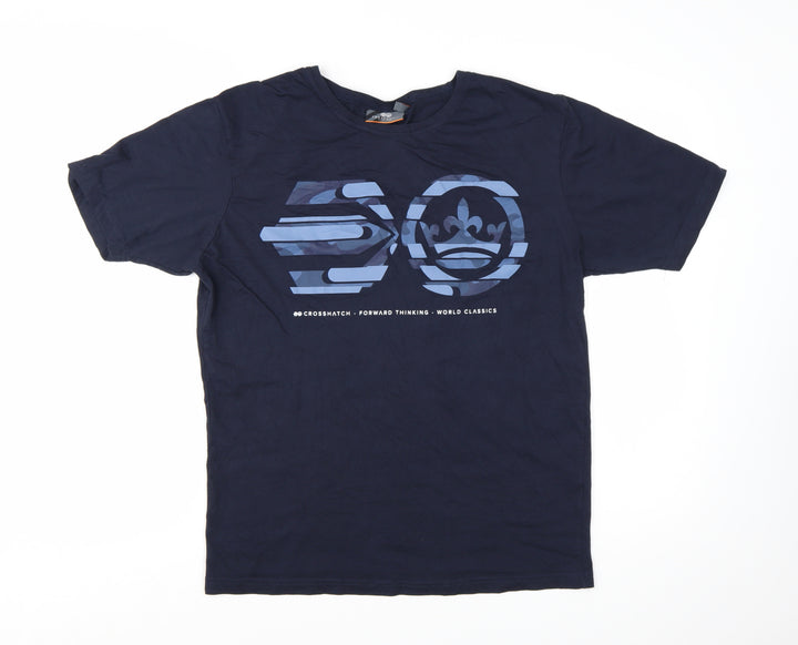 Crosshatch Black Label Men's Navy Blue XL Graphic Cotton T-Shirt