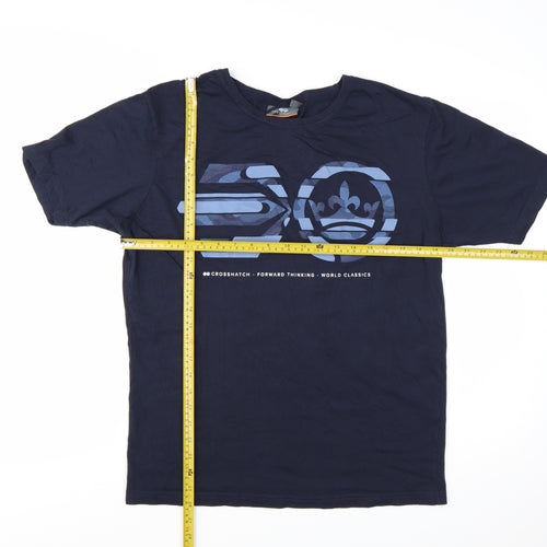 Crosshatch Black Label Men's Navy Blue XL Graphic Cotton T-Shirt