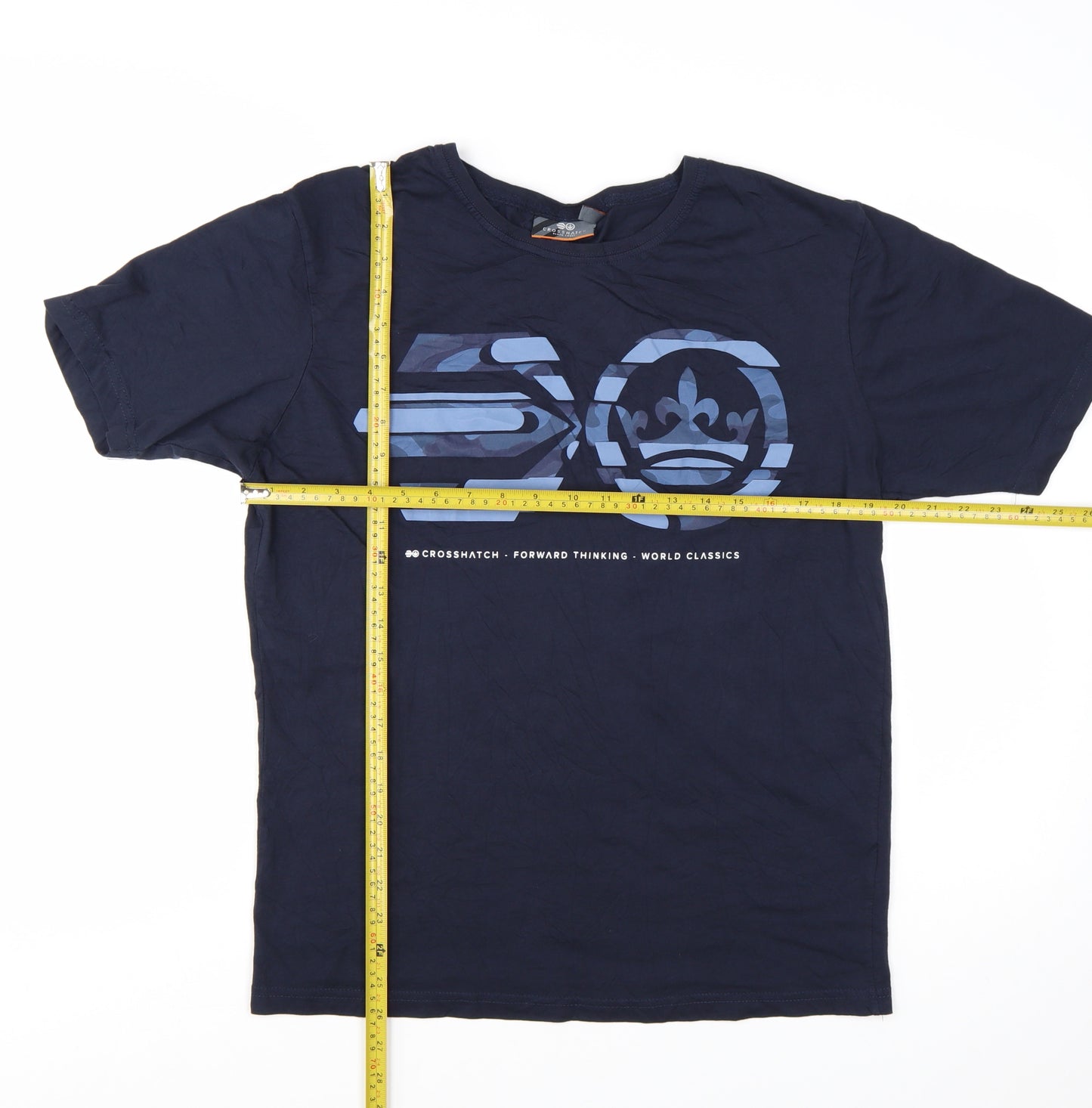 Crosshatch Black Label Men's Navy Blue XL Graphic Cotton T-Shirt