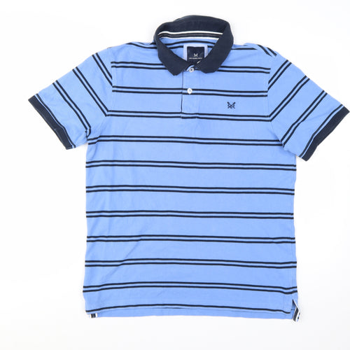 Crew Clothing Company Men's Blue Striped Cotton Polo Shirt Size L