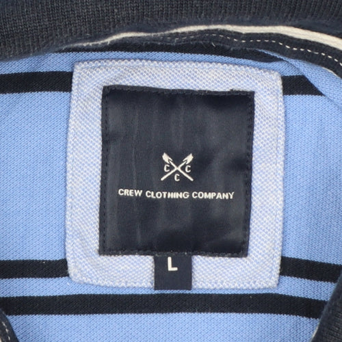 Crew Clothing Company Men's Blue Striped Cotton Polo Shirt Size L