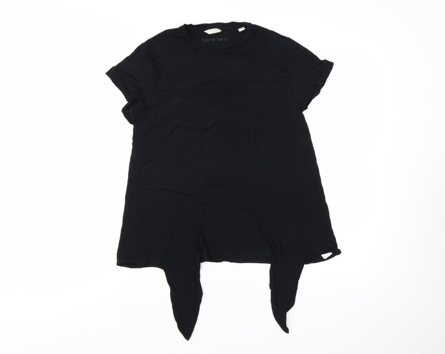Jack Wills Women’s Black Size 6 Viscose Short Sleeve T-Shirt