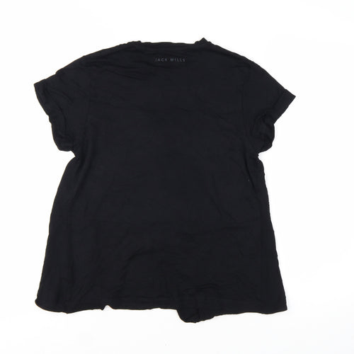Jack Wills Women’s Black Size 6 Viscose Short Sleeve T-Shirt