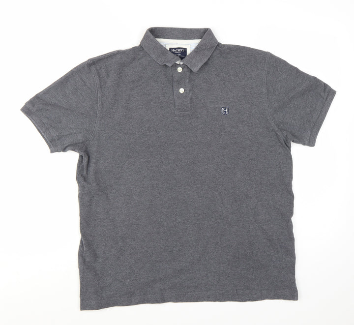 Hackett London Men's Grey Cotton Tailored Fit Polo Shirt XL