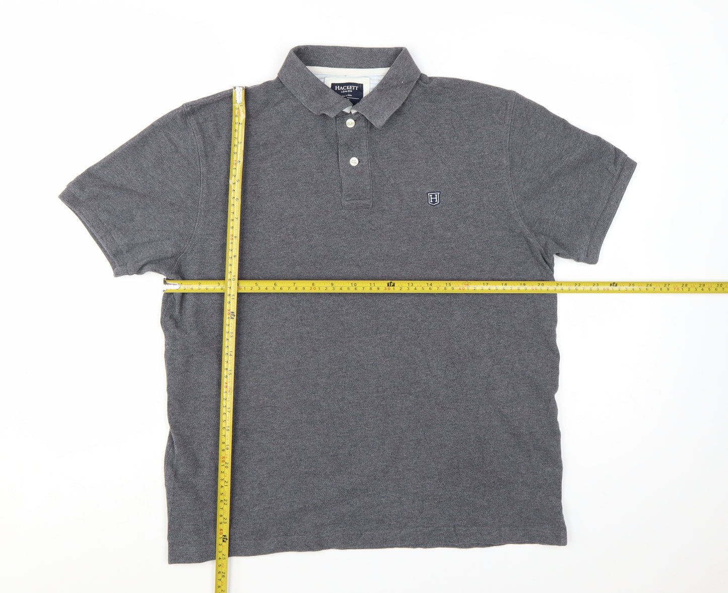 Hackett London Men's Grey Cotton Tailored Fit Polo Shirt XL