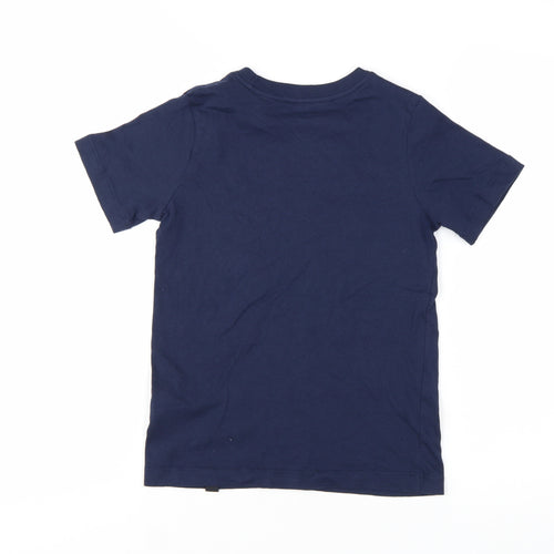 Nike Boys Blue Barça Logo T-Shirt 7-8 Years Short Sleeve Cotton