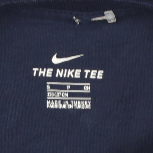 Nike Boys Blue Barça Logo T-Shirt 7-8 Years Short Sleeve Cotton