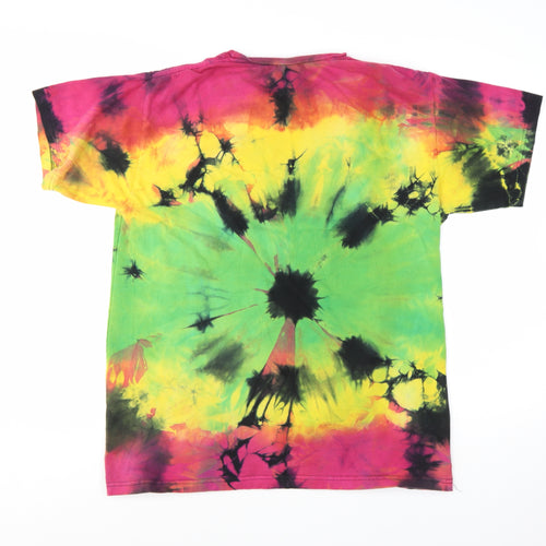 Shaddai Womens Multicoloured Tie-Dye Wolf Print Cotton T-Shirt XL
