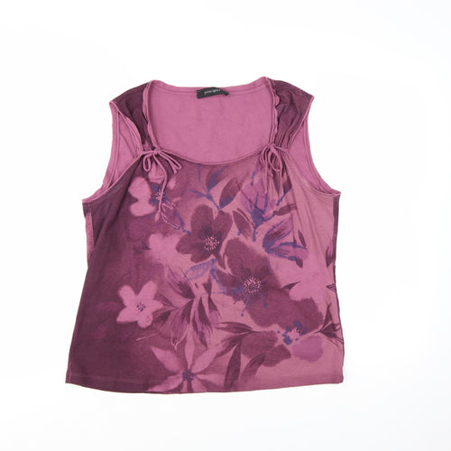 Principles Women's Purple Floral Cotton Sleeveless Camisole Top Size 18