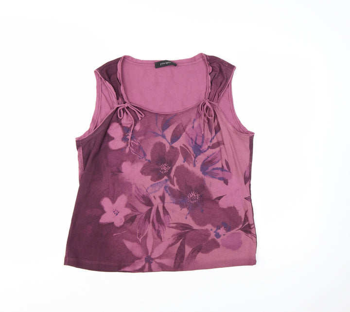 Principles Women's Purple Floral Cotton Sleeveless Camisole Top Size 18