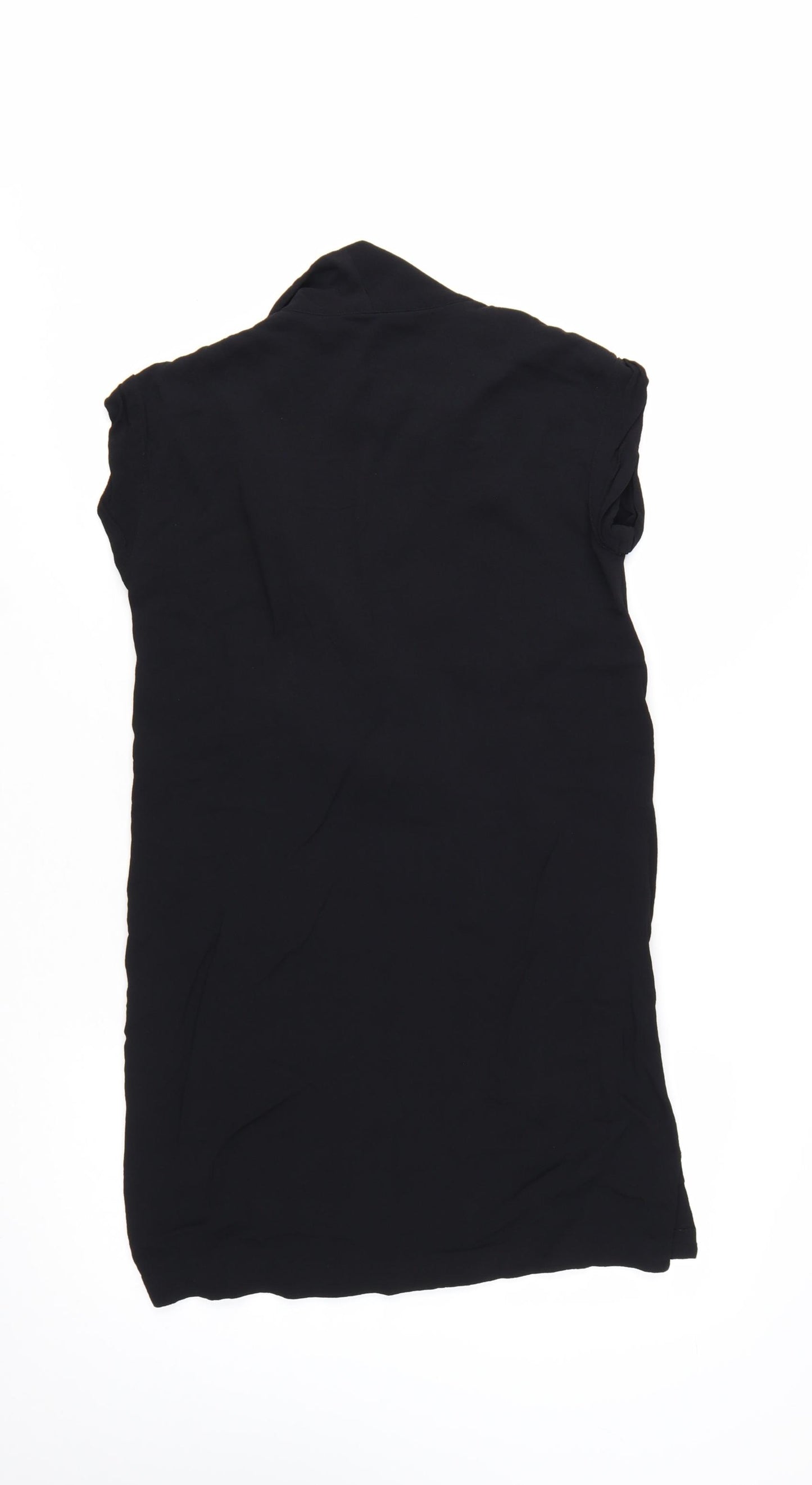 Monki Women Black Collared Short Sleeve Shirt Dress Size S