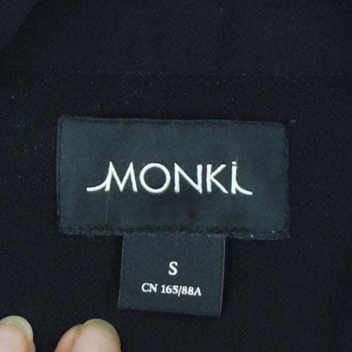 Monki Women Black Collared Short Sleeve Shirt Dress Size S