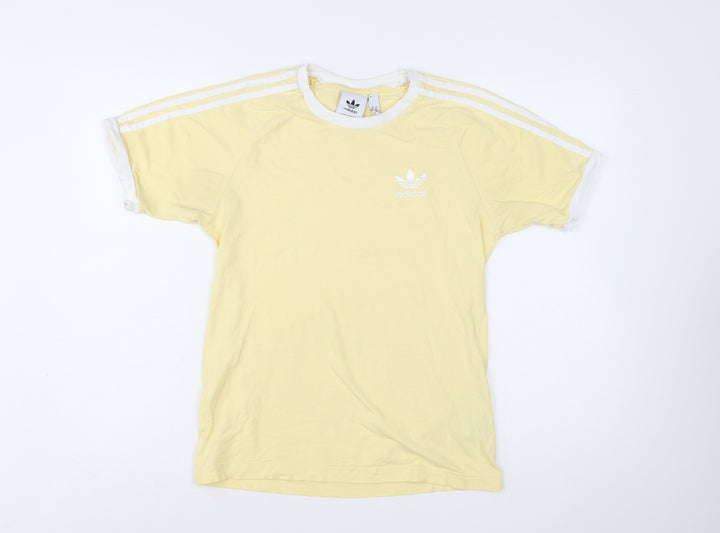 Adidas Women's Yellow Ringer T-Shirt XS Short Sleeve Cotton Retro