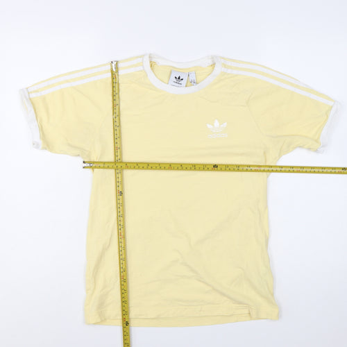 Adidas Women's Yellow Ringer T-Shirt XS Short Sleeve Cotton Retro