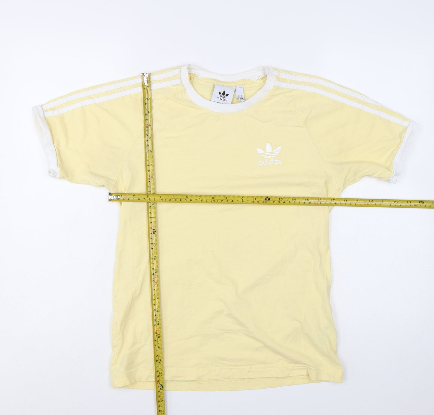 Adidas Women's Yellow Ringer T-Shirt XS Short Sleeve Cotton Retro