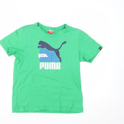 Puma Boys Green Short Sleeve Crew Neck Graphic Print T-Shirt Size 12