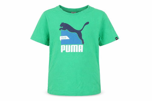 Puma Boys Green Short Sleeve Crew Neck Graphic Print T-Shirt Size 12