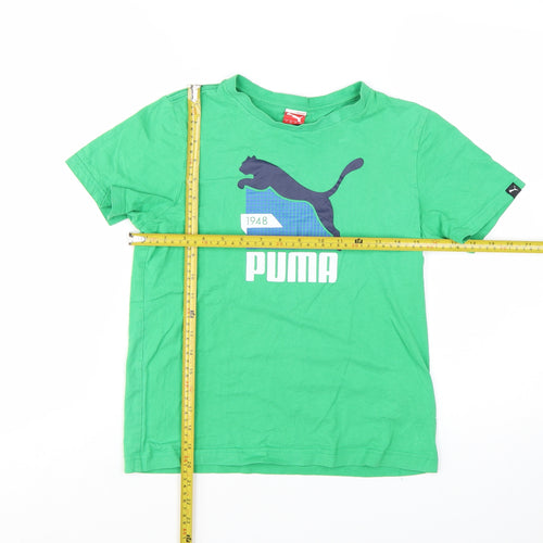 Puma Boys Green Short Sleeve Crew Neck Graphic Print T-Shirt Size 12