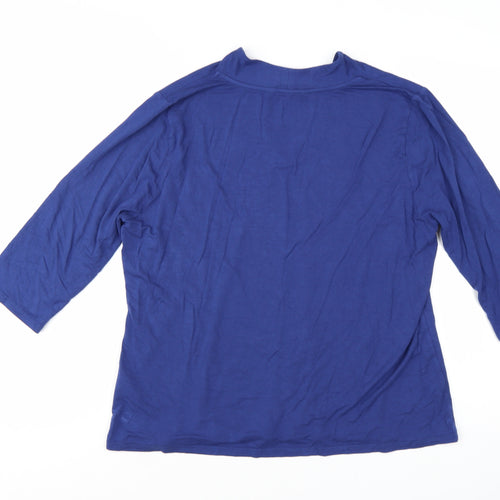 Laura Ashley Women Blue V-Neck 3/4 Sleeve Basic Jersey Blouse Size 18