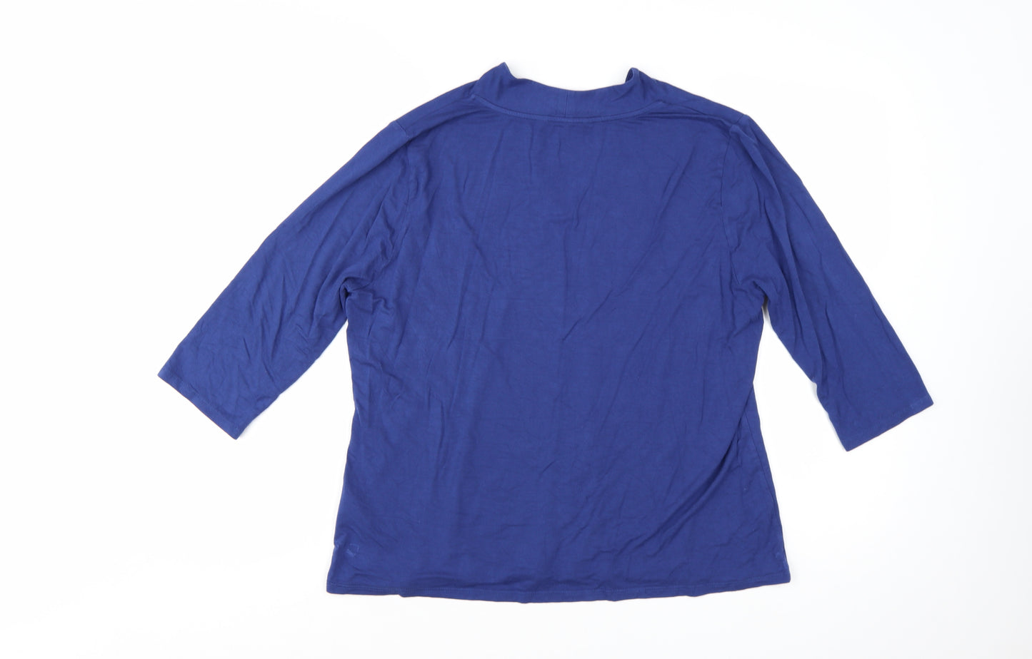 Laura Ashley Women Blue V-Neck 3/4 Sleeve Basic Jersey Blouse Size 18