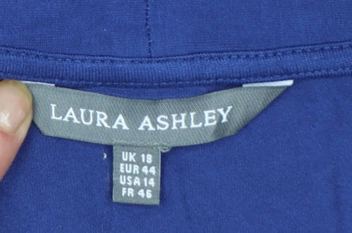 Laura Ashley Women Blue V-Neck 3/4 Sleeve Basic Jersey Blouse Size 18