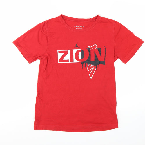 Jordan Boys Red Zion Graphic Print T-Shirt Size 12-13 Years