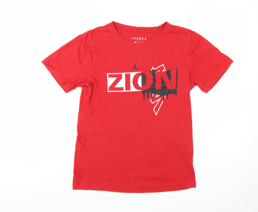 Jordan Boys Red Zion Graphic Print T-Shirt Size 12-13 Years