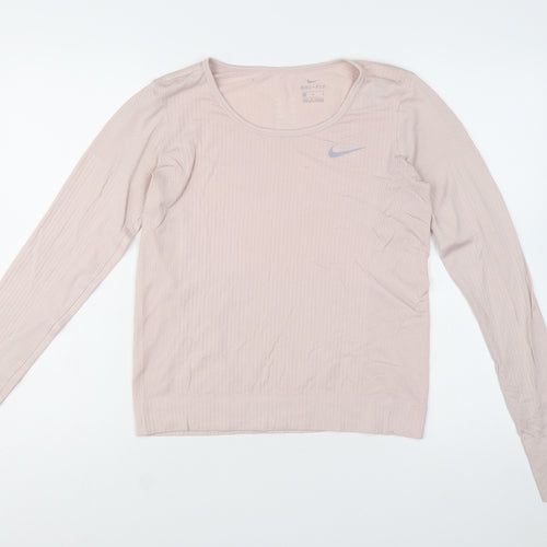 Nike Women's Beige Dri-FIT Long Sleeve Running Top Size M