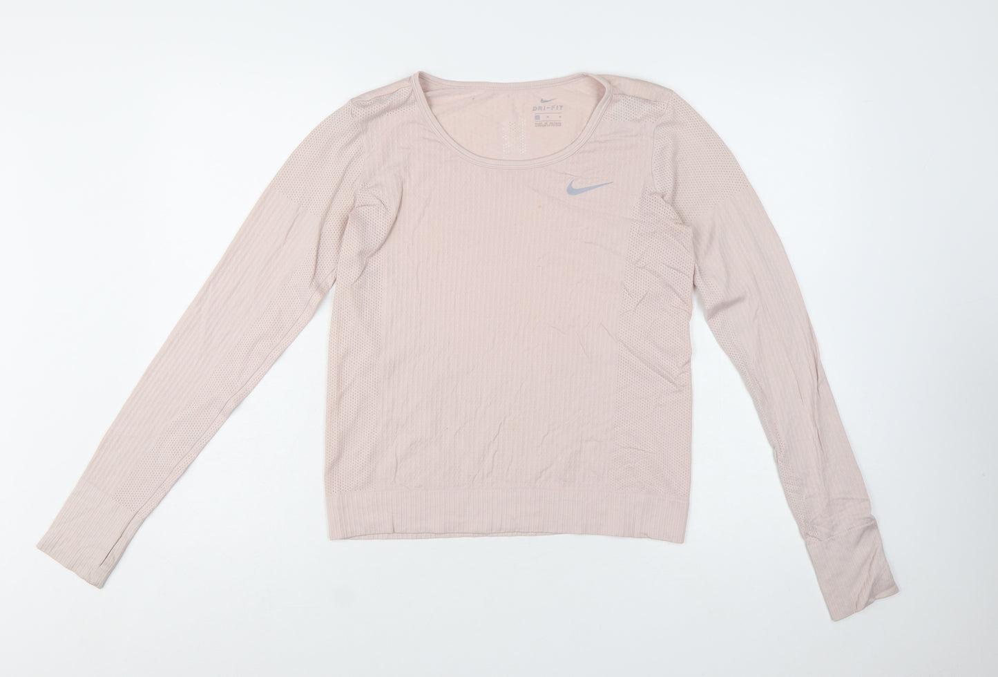 Nike Women's Beige Dri-FIT Long Sleeve Running Top Size M