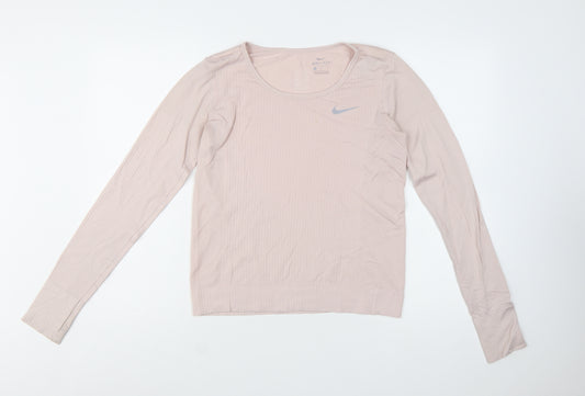 Nike Women's Beige Dri-FIT Long Sleeve Running Top Size M