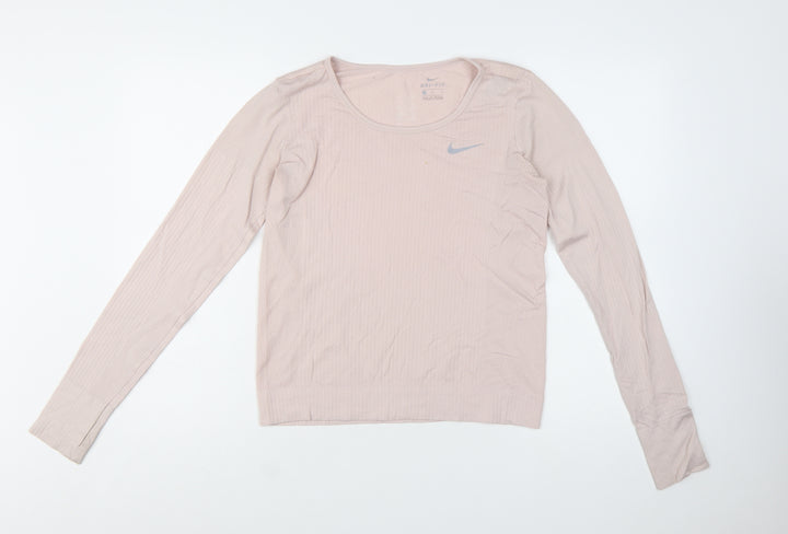 Nike Women's Beige Dri-FIT Long Sleeve Running Top Size M