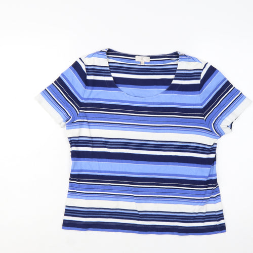 CC Women's Blue Striped Cotton Short Sleeve T-Shirt Size L