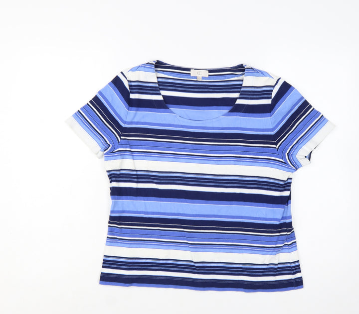 CC Women's Blue Striped Cotton Short Sleeve T-Shirt Size L