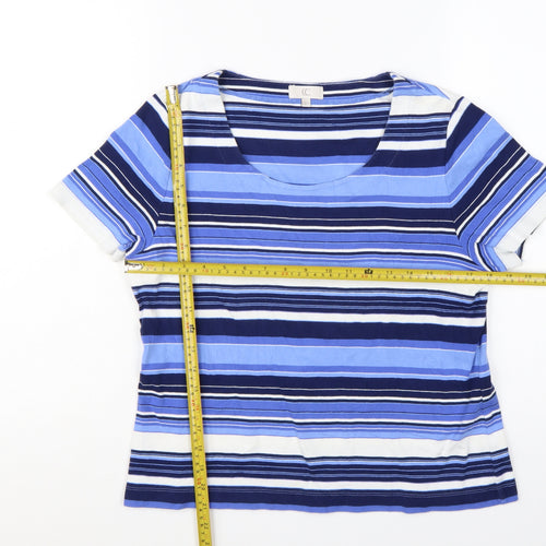 CC Women's Blue Striped Cotton Short Sleeve T-Shirt Size L