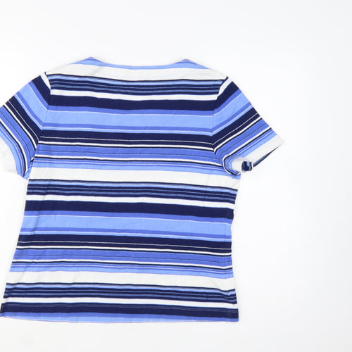 CC Women's Blue Striped Cotton Short Sleeve T-Shirt Size L
