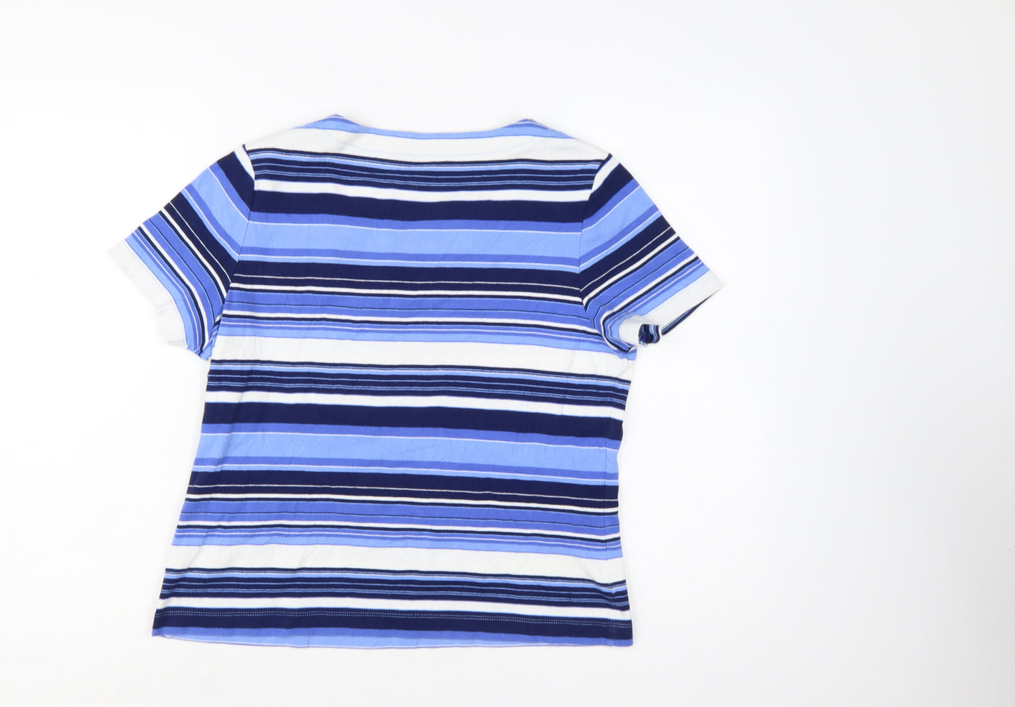 CC Women's Blue Striped Cotton Short Sleeve T-Shirt Size L