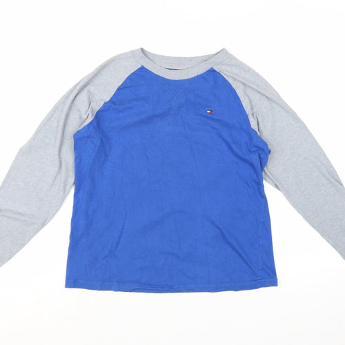 Tommy Hilfiger Boys Blue & Grey Long Sleeve Crew Neck T-Shirt Size 12-14 Years