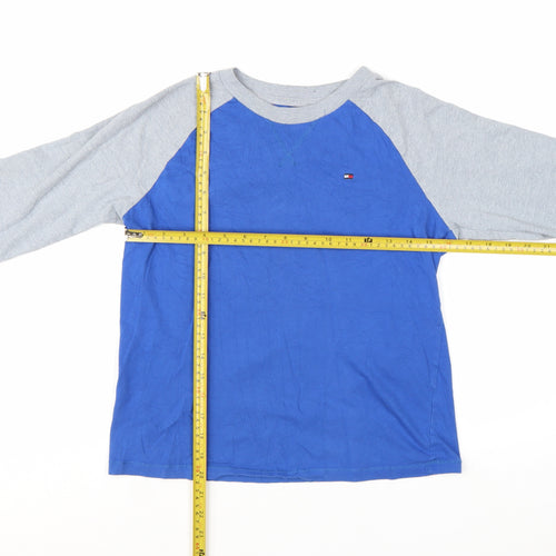 Tommy Hilfiger Boys Blue & Grey Long Sleeve Crew Neck T-Shirt Size 12-14 Years