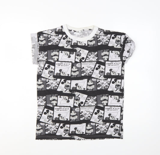 Disney Women's Black Mickey Mouse Graphic Cotton T-Shirt Size 10