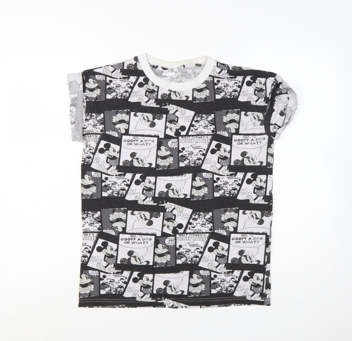 Disney Women's Black Mickey Mouse Graphic Cotton T-Shirt Size 10