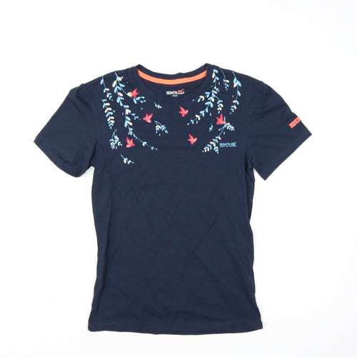Regatta Girls Navy Blue Floral Embroidered Cotton T-Shirt 14 Years