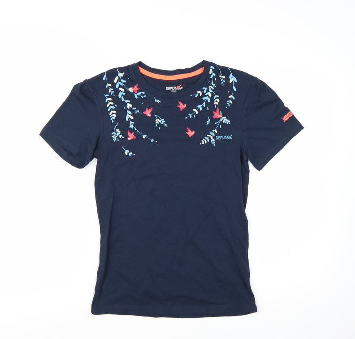 Regatta Girls Navy Blue Floral Embroidered Cotton T-Shirt 14 Years