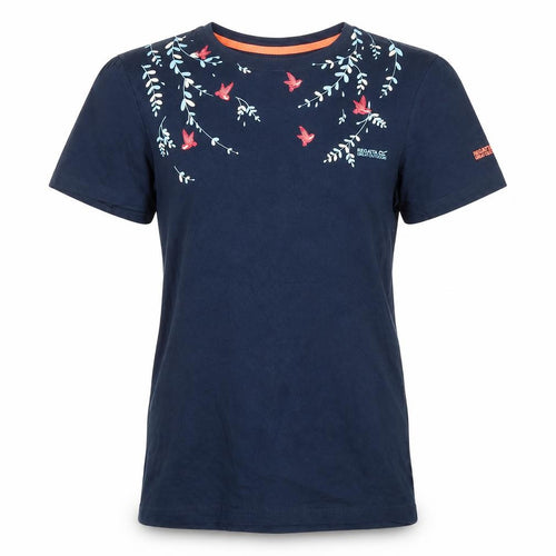 Regatta Girls Navy Blue Floral Embroidered Cotton T-Shirt 14 Years
