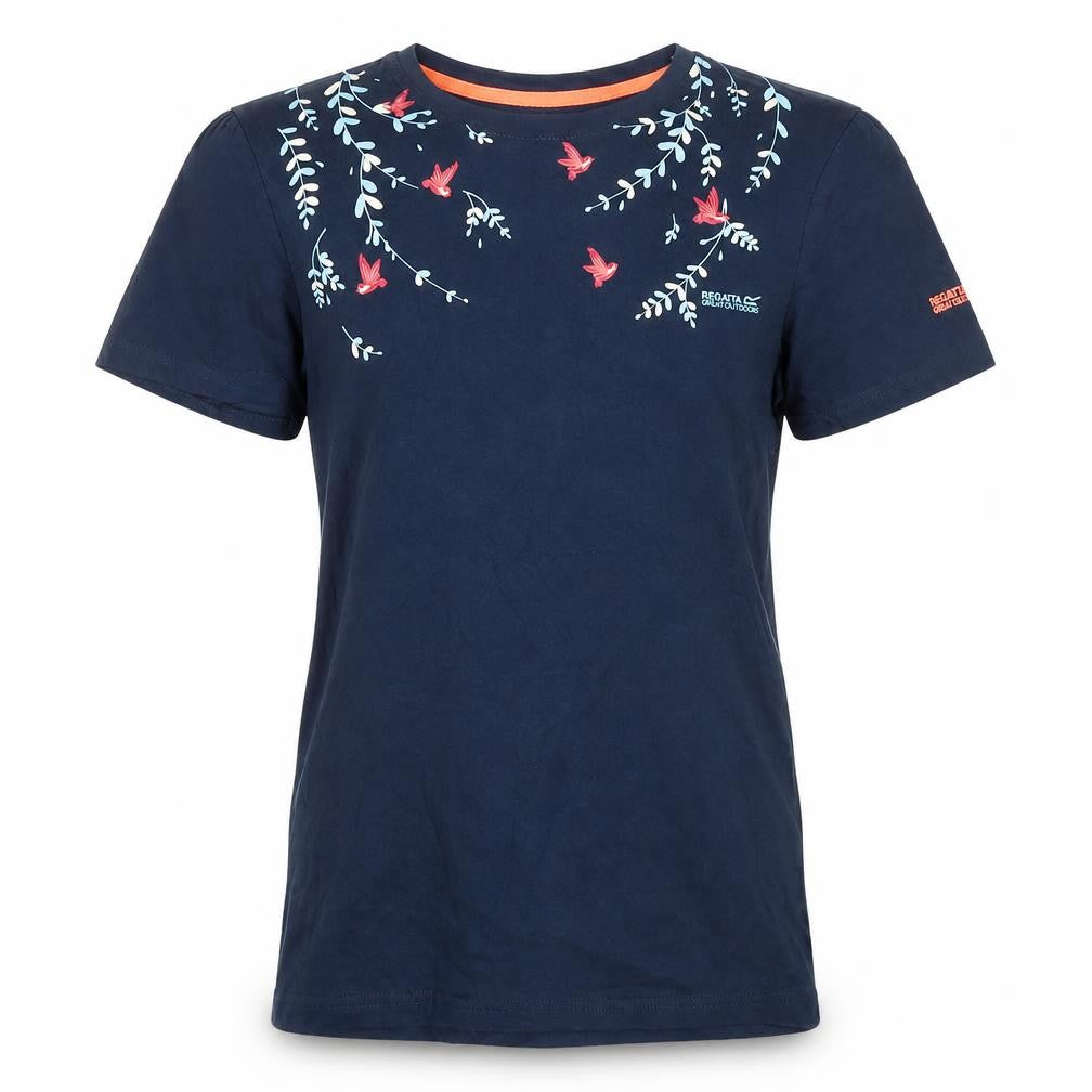 Regatta Girls Navy Blue Floral Embroidered Cotton T-Shirt 14 Years