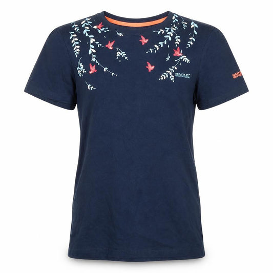 Regatta Girls Navy Blue Floral Embroidered Cotton T-Shirt 14 Years