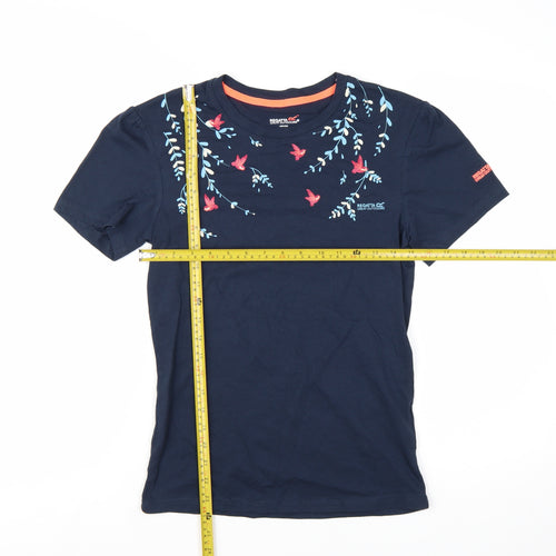 Regatta Girls Navy Blue Floral Embroidered Cotton T-Shirt 14 Years