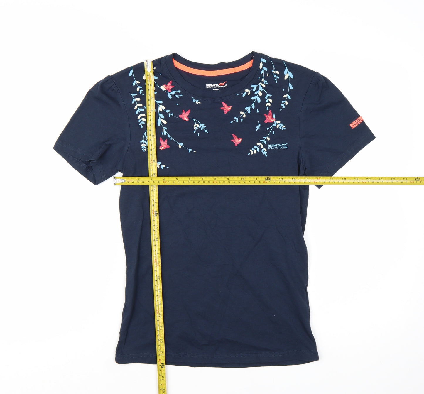 Regatta Girls Navy Blue Floral Embroidered Cotton T-Shirt 14 Years