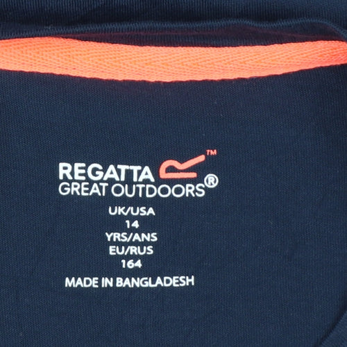Regatta Girls Navy Blue Floral Embroidered Cotton T-Shirt 14 Years